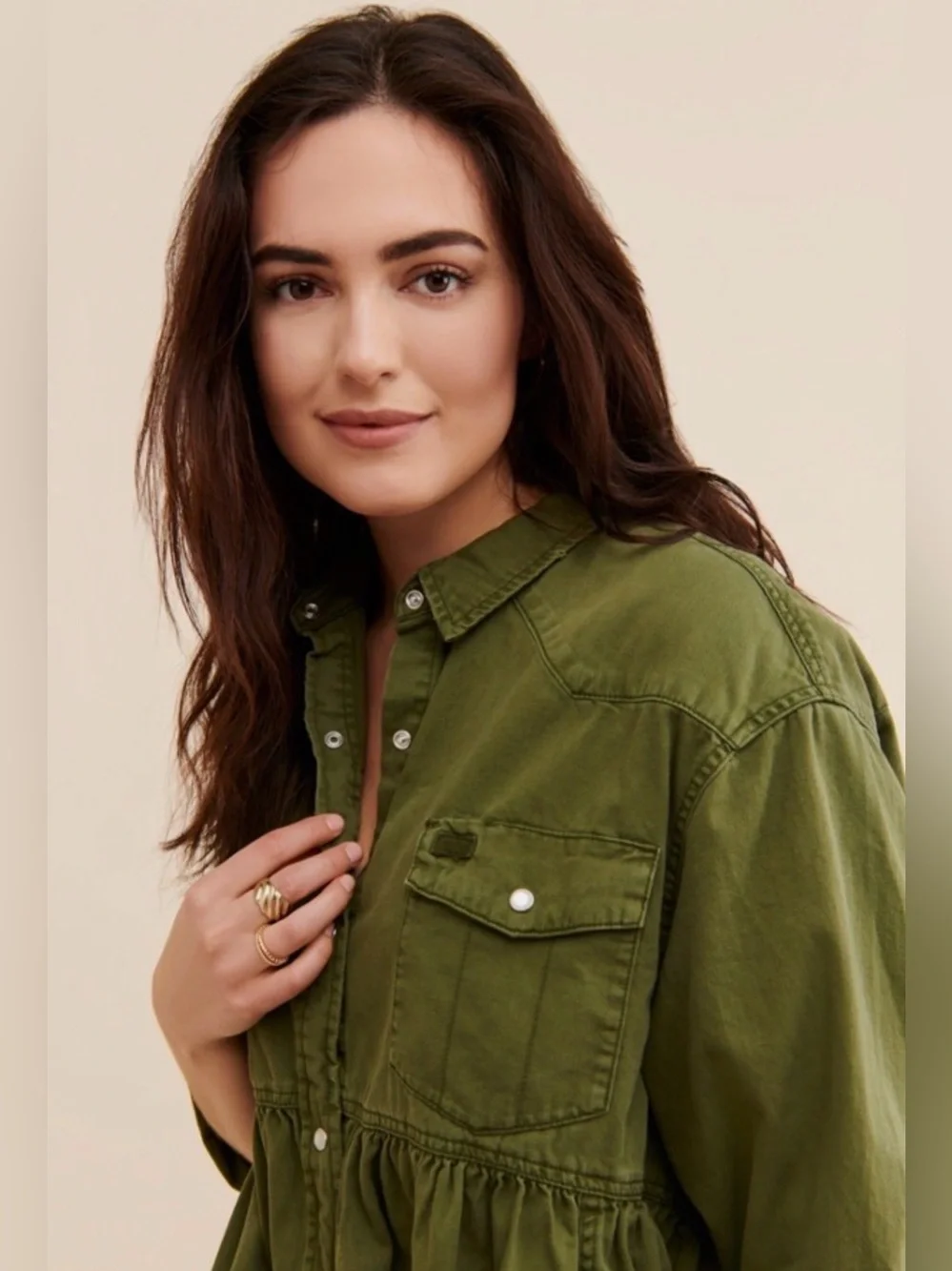 Free People Dylan high/low peplum jacket in Army- NEW